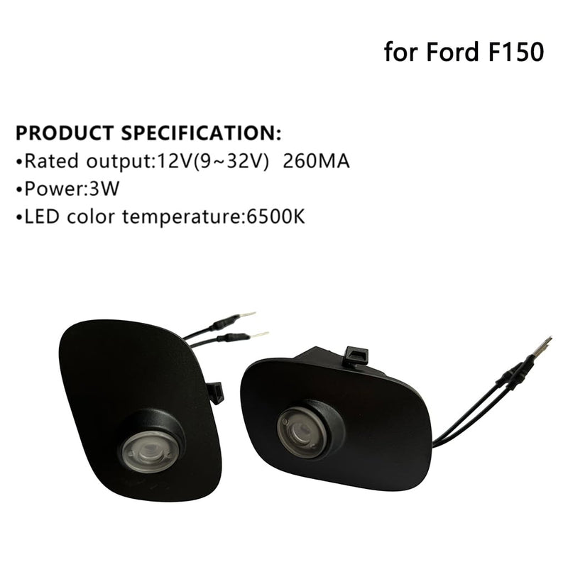 2Pcs Side Mirror Logo LED Welcome Lights Puddle Lamp Projector Door Light Floor Light Accessories Suitable for Ford F150 F250 F350 2015 2016 2017 2018 2019 2020 2021 2022 2023 2024 2025 F150 Stars and Stripes 1