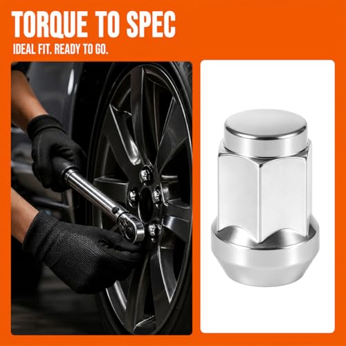 Zpana 20PCS 3/8" Bulge Acorn Lug Nuts Steel Wheel Nut Silver 3/8/Silver