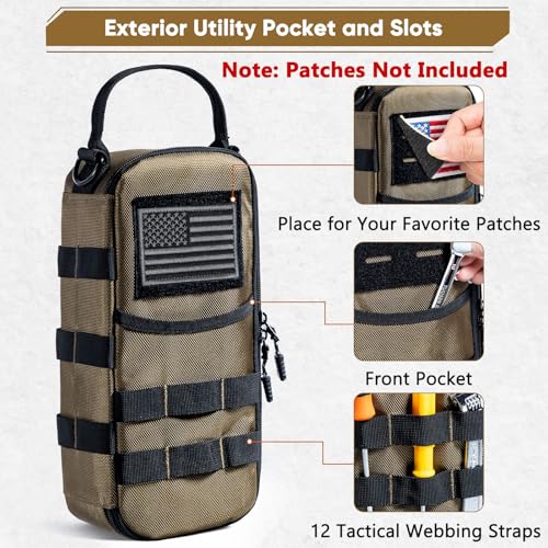 Shoulder Tool Bag for Men,Tactical Tool Pouch w/Carabiner for Electricians Green