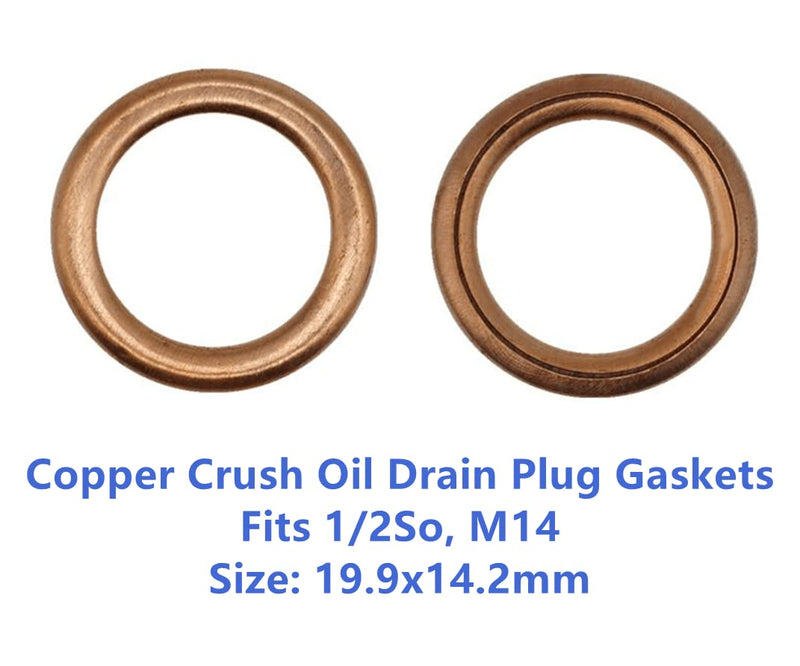 50PCS Oil Drain Plug Gasket,Copper Crush Washers M14 Fit Audi A3 A4 A5 A6 A7 A8 Q3 Q5 Q7 TT RS7 VW Jetta Passat Golf CC Replace N0138157 M14 N0138157 (Copper/Audi/VW/50PCS)