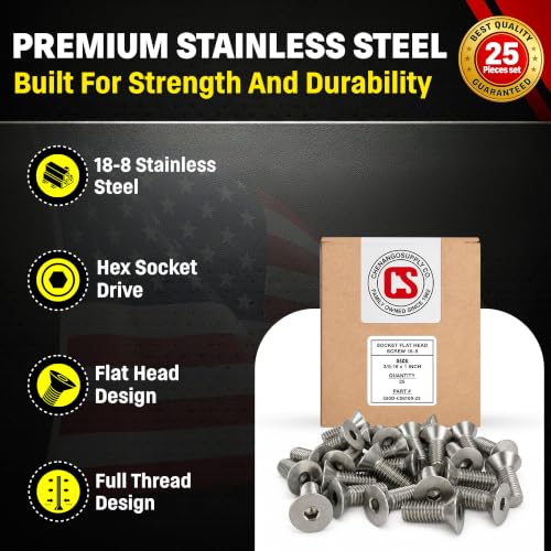Chenango Supply 3/8-16 x 1 Stainless Socket Flat Head Screws 3/8-16 x 1"