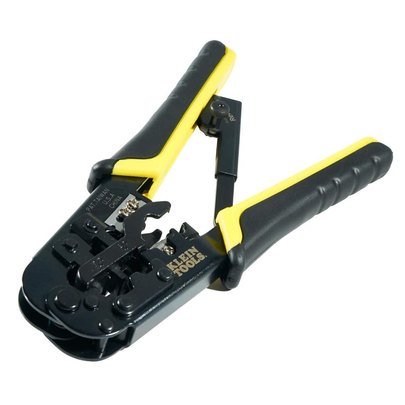 Klein Tools VDV226-817 Modular Installation Kit, Ratcheting Crimper/Stripper, RJ11/RJ45 Plugs, CAT5e Connector, for Voice/Data/Video