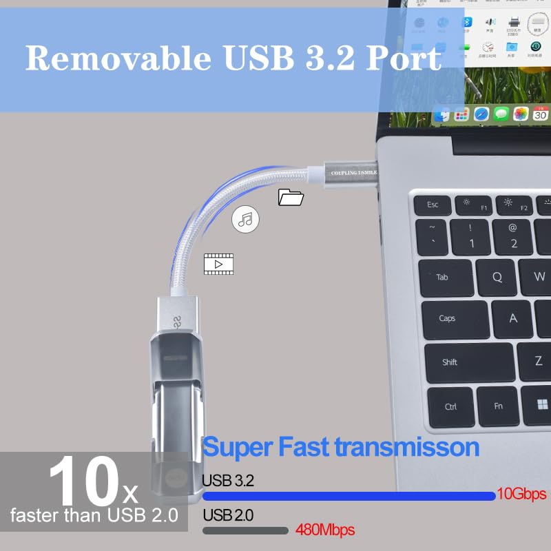 USB C to USB 3.2 Adapter [2pcs Silver], Transfer up to 10Gbps, Type C Male to USB Female OTG Cable Thunderbolt3 to USB Adapter Compatible with MacBook Pro/Air, iPhone 15 Pro Max Plus USB C to USB 2pack-Silver