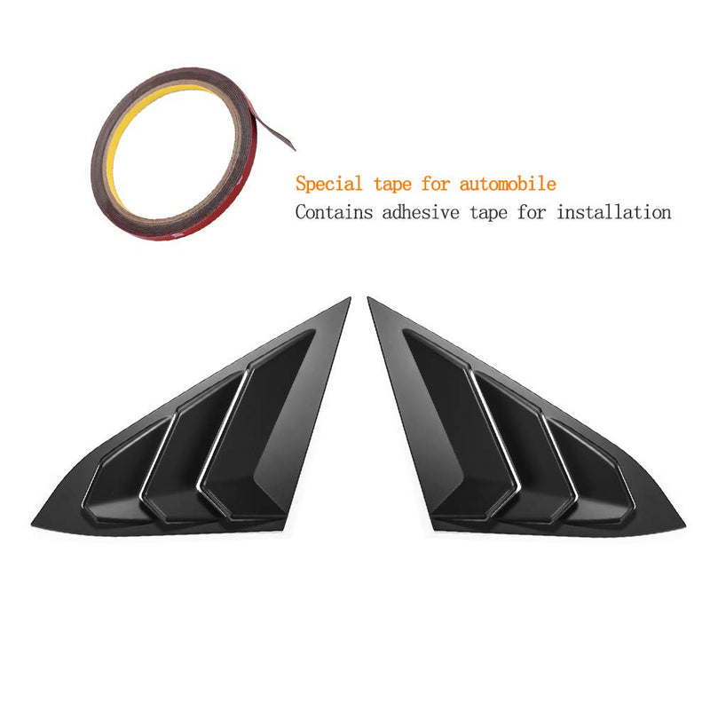 Thenice for 10th Gen Civic Rear Side Window Louvers Racing Style Triangular Window Glass Blinds Compatible with Honda Civic Sedan 2021 2020 2019 2018 2017 2016 -Matt Black matt black
