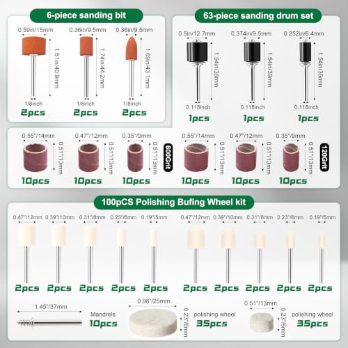 185PCS Dremel Polishing Kit-Buffing & Rotary Tool Accessories Metal 10 Styles-185pcs
