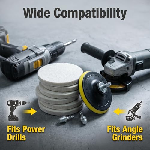 5" Felt Polishing Pads Kits, 1/4" Shank with 5/8"-11 Thread 5" Flet Pads Kits