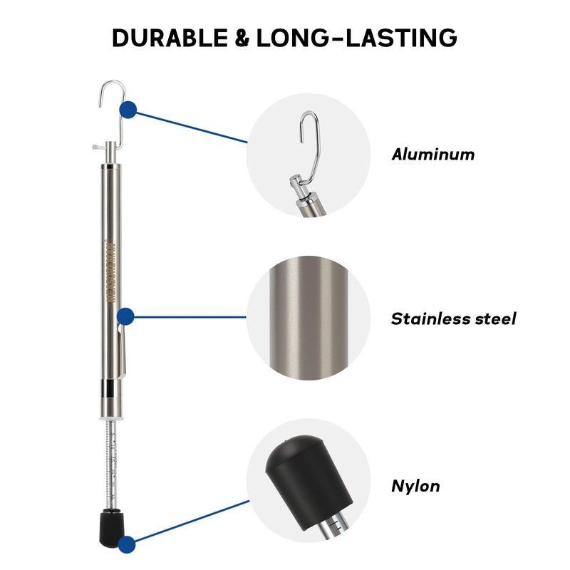 MEASUREMAN Dual-End Door Force Gauge, 0-35 Lbs/16kg Push Pull Tester, Stainless Steel Body with Hook, Door Closer & Lock Adjustment 0-35 Lbs / 16kg & with Hook