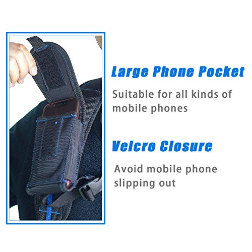 AISENIN Tool Belt Suspenders Construction Work Suspenders with Magnet Pocket, Large Moveable Phone Holder, Pencil Holder Blue