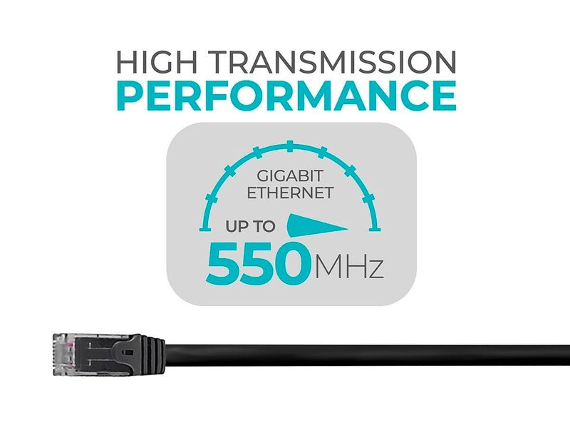 Monoprice Cat6 Ethernet Patch Cable - Snagless RJ45, 24AWG Stranded Pure Bare Copper Wire, 550Mhz, UTP, 50 Feet, Black - Flexboot Series 1 Pack