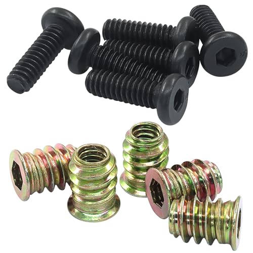 Threaded Inserts for Wood Furniture, 1/4-20 x 19/32", 30 Sets