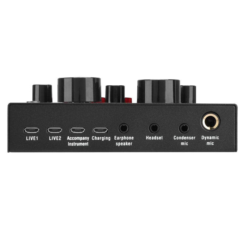 V8 Sound Card, Mini Voice Changer Support Dual Phones Live for Music Recording