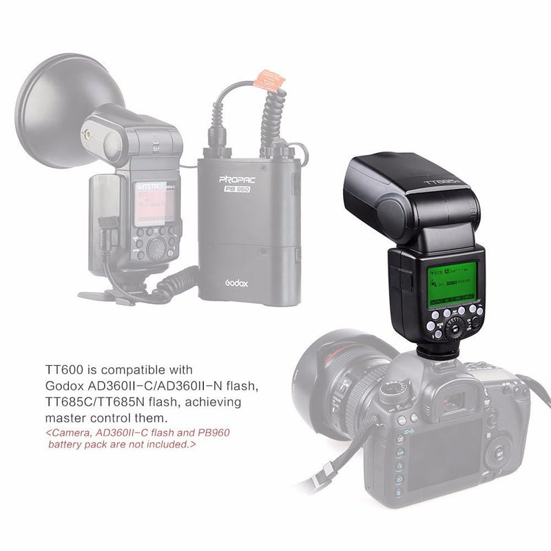 GODOX TT600 Camera Flash for Canon Nikon Pentax Fujifilm Olympus Panasonic Pentax Cameras,Built-in Godox 2.4G Wireless X System,Convenient LCD Panel,Master/Slave GN60 Flash,0.1-2.6s Recycle Time