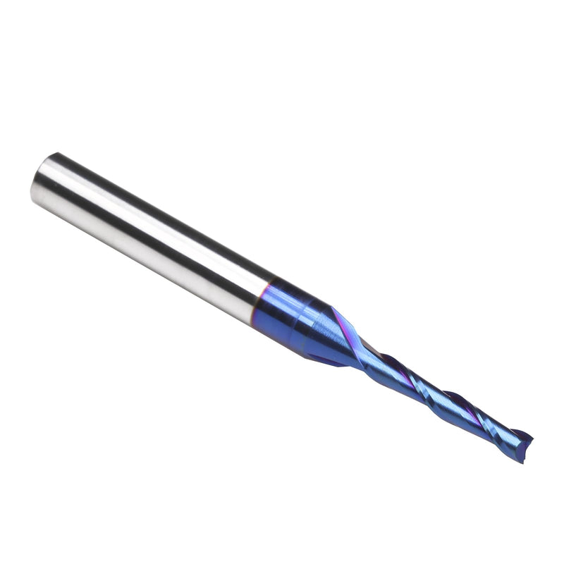2PCS CNC Router Bits 1/4 Inch Shank 1/8 inch Cutting Diamete Spiral Up Cut End Mill with Nano Blue Coating for Carving Standard milling, Finish and Boring … 2