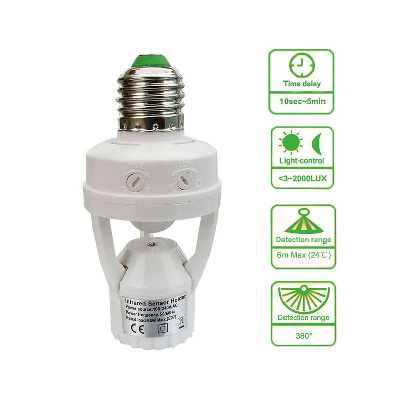 Motion Sensor Light Socket,E26 E27 PIR Motion Screw Bulb Adapter Indoor Use Only, Auto On Off Night Light Control for Garage Basement Porch Storage Room (3 Pack) 3 Pack
