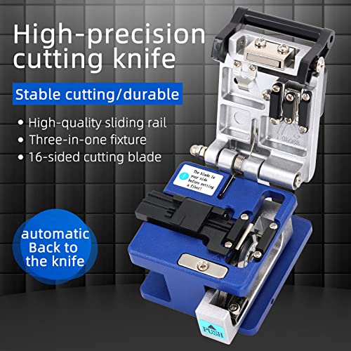 FTTH optical fiber tool kit with 36000 cutter FC-6S and optical fiber drop cable optical fiber stripper CFS-3 stainless steel Adjustable openin three-port hole optical fiber cold connection (5 in 1) 5 in 1