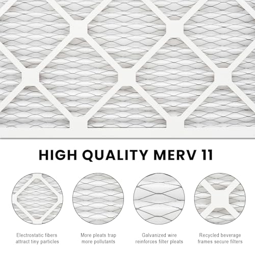 8x8x1 Air Filter MERV 11 (2-Pack), HVAC/Furnace AC Filter Replacement, Dust Defense–Comparable with MPR 1000 & FPR 7 (Actual 7.75x7.75x0.75) 2-PACK 8X8X1