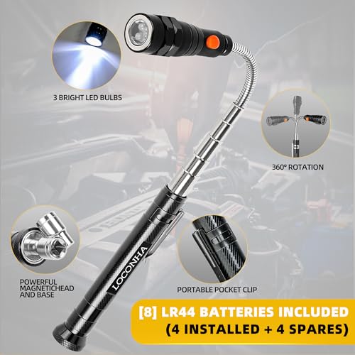 LOCONHA Magnetic Pickup Tool with LED Lights, Telescoping Magnet 2
