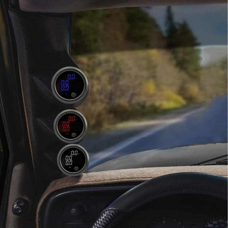 Three Display Pressure Air Pressure Gauge 290 PSI Air Pressure Gauge Kit- for Air Ride Suspension Systems -2Inch 0-290PSI with 3Pcs 1/8NPT Sensors Blue Display for Car & Truck 3 Blue Three Display