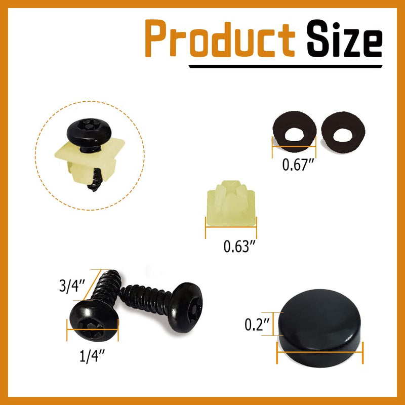 4 Set Black Anti Theft License Plate Screws Kits, Rustproof Stainless Steel Car Tag Plate Mounting Hardware, M6 (1/4") Tamper Proof Screws for Front Rear Frame Holder Mounting Black-K2