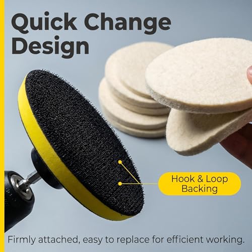 5" Felt Polishing Pads Kits, 1/4" Shank with 5/8"-11 Thread 5" Flet Pads Kits