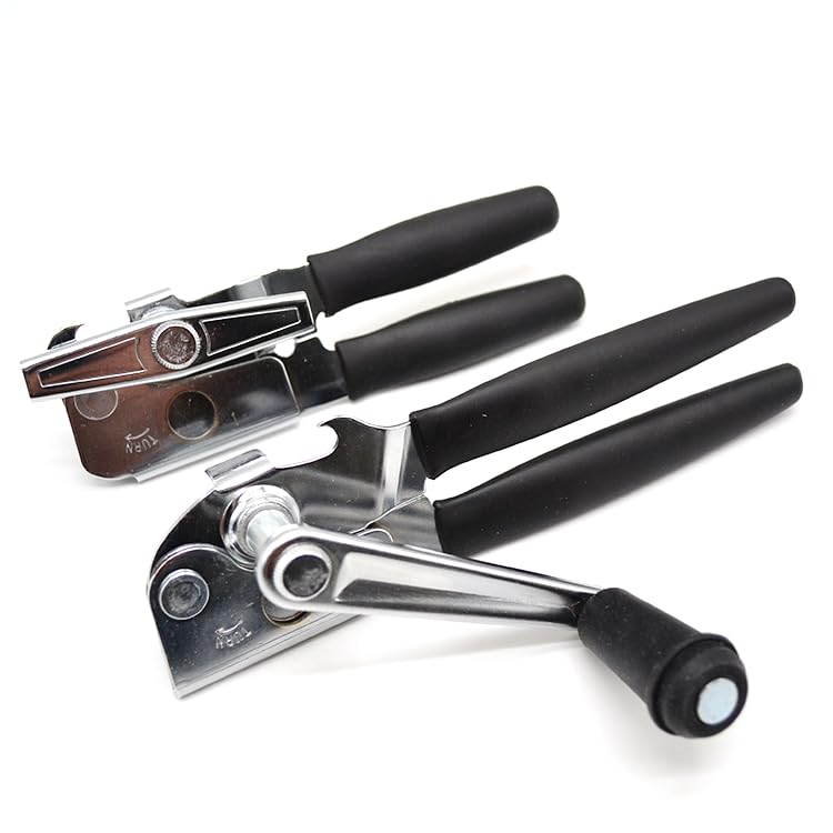 2 Pack Commercial Grade Heavy Duty Manual Can Opener with Easy Crank Oversized Turning Knob/Super Thick 20GA 2.0mm Steel with Chrome Plate Finish/Fit All Size Large Cans