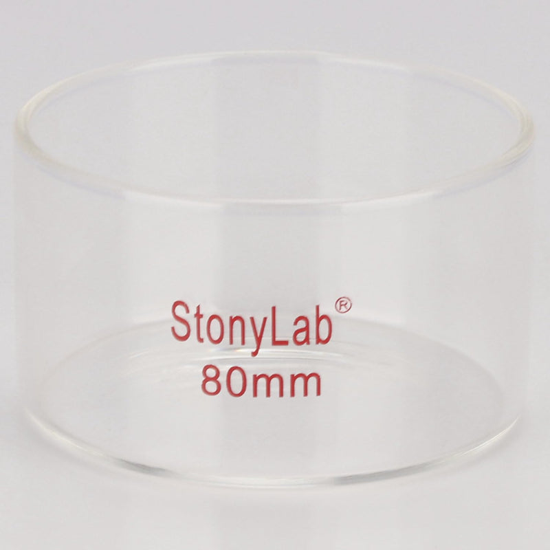 stonylab Crystallizing Dish, Thick-Wall High Borosilicate Glass Crystallizing Dishes for Crystallization and Evaporation Lab Glassware, Flat Bottom, No Spout, O.D. 80 mm, 100 ml (Pack of 2) 100 ml (Pack of 2)