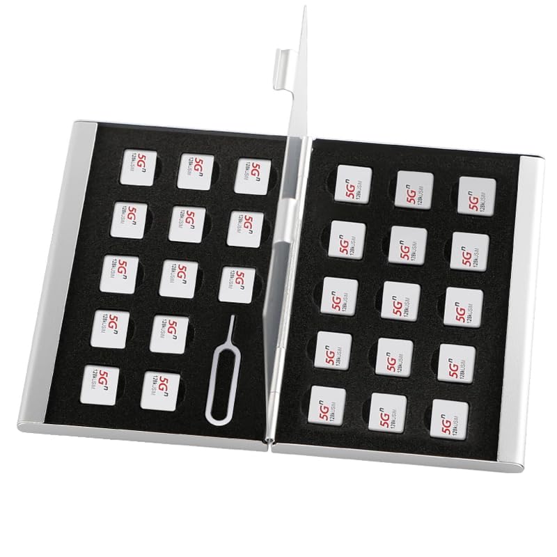Nano SIM Card Holder Case, 26/28/30 Slots SIM Card Organizer Storage Box, Nano SIM Holder Travel Case with Eject Pin Slot, Slim Portable Pocket SIM Card Storage Organizer (28 Nano Sim Slots) 28 Nano Sim Slots