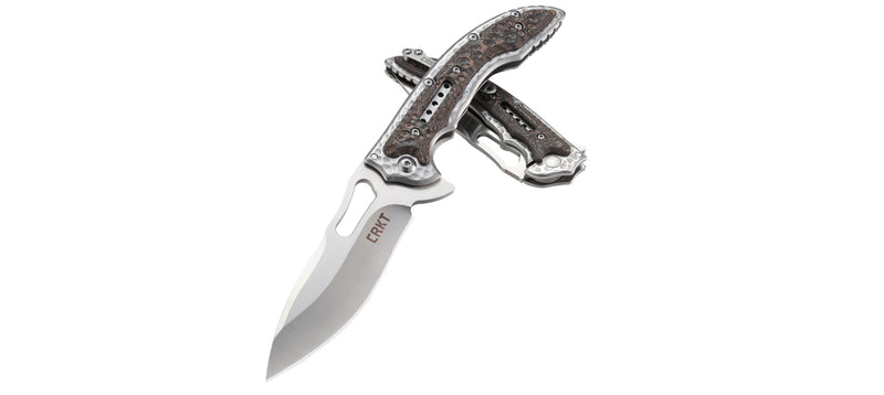 CRKT Fossil Folding Pocket Knife: Compact Stainless Steel Plain Edge EDC Folder with Frame Lock, Everyday Carry Knife, Satin Blade Finish 5460, Brown Fossil Compact - Brown