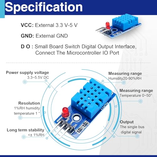 6 Sets Digital Temperature & Humidity Sensor Modules, Compatible with DHT11 6PCS-with DHT11