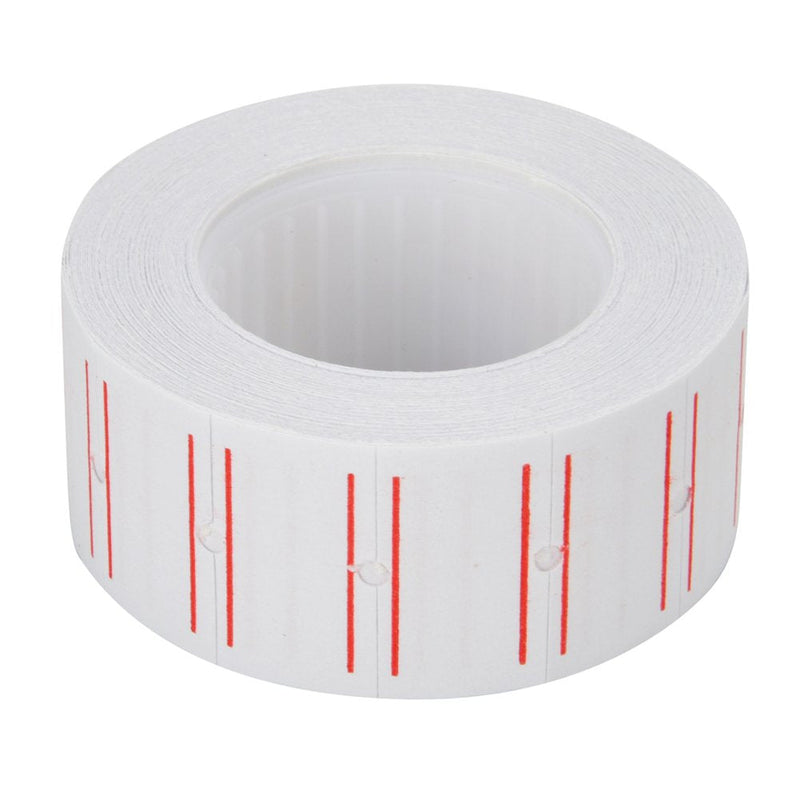 MFLABEL 12 Rolls 7200 White Price Gun Labels for Mx-5500 - with Double Red Line Visibility, Refill Ink Roll & Disposable Gloves for Easy Loading