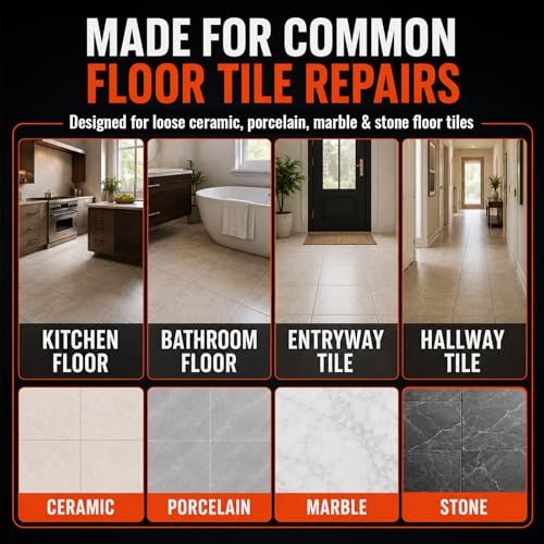 YKF Floor Tile Repair Adhesive, 4-Pack - Grout-Line Injection Glue for Hollow or Squeaky Floor Tiles, Water-Based Formula, 4.06 fl oz Each