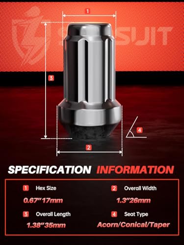 Sposuit 24 Pcs M12x1.25 Chrome Spline Lug Nuts, 19mm Hex, for Nissan