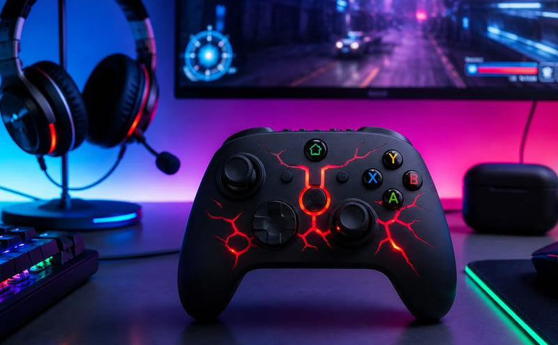 CFORWARD X Box One Controller with 2.4G Adapter, Wireless Gamepad for X Box 1/Series X/S & PC Win10+, With Dual Vibration, Turbo, Programmable Buttons, RGB LED Lighting, Third-Party Controller Black-TX102B