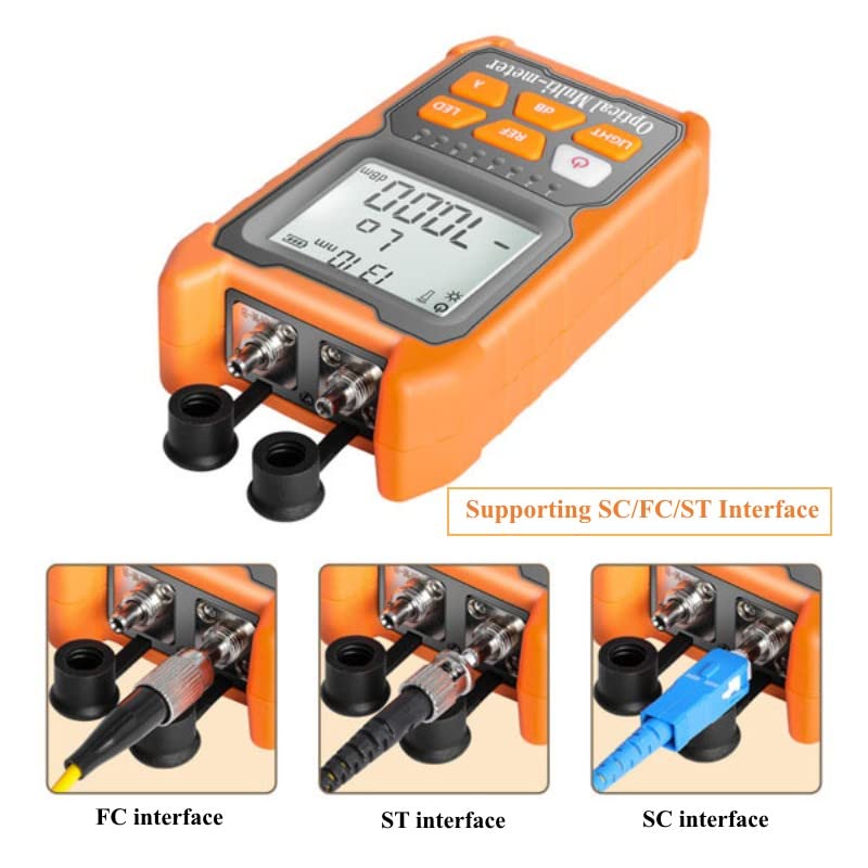 Hand-held Optical Fiber Power Meter, Fiber Optic Cable Tester for FC/SC/ST Universal Interface,Optical Multi-Meter with 2mW Visual Fault Locator