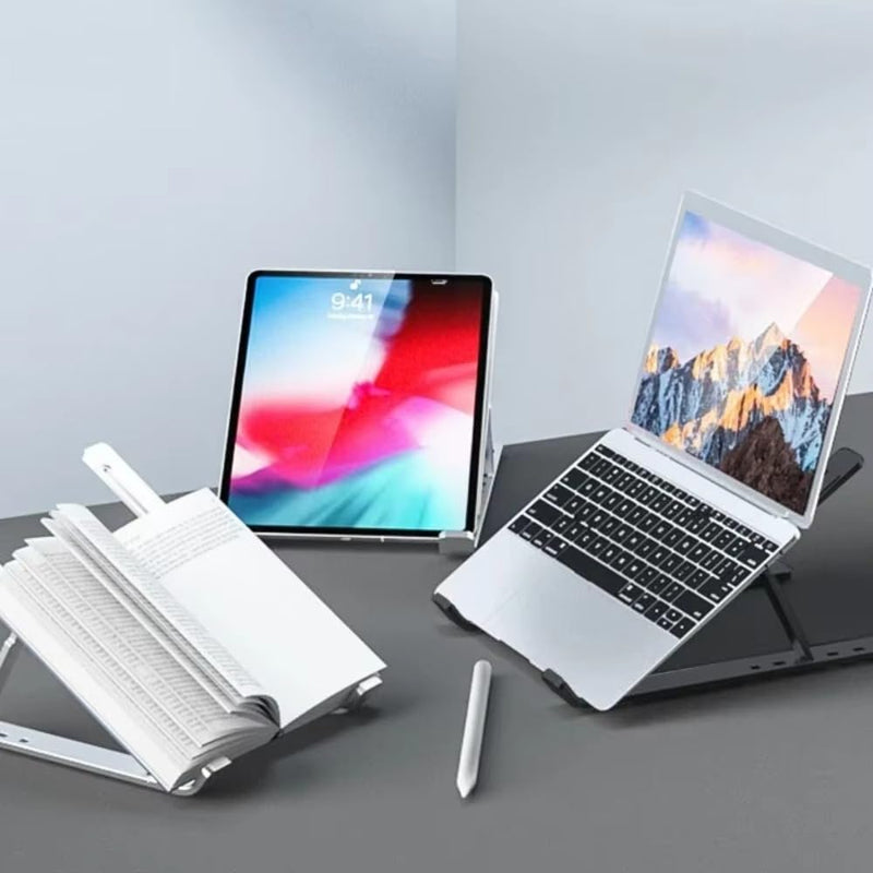 Portable Desktop Laptop Tablet Holder Stand Folding Desk Lazy Bracket for iPad MacBook Air Lenovo Redmi Book Galaxy Tab Notebook (Silver) Silver