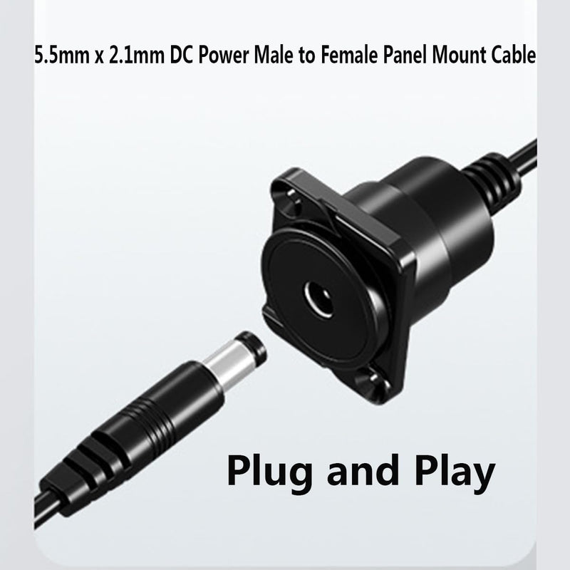 PENGLIN DC Power 5.5 * 2.1mm Extension Cable 1M/39.3 inch | DC Female to Male Panel Mount, For CCTV Surveillance Camera Router LED Light