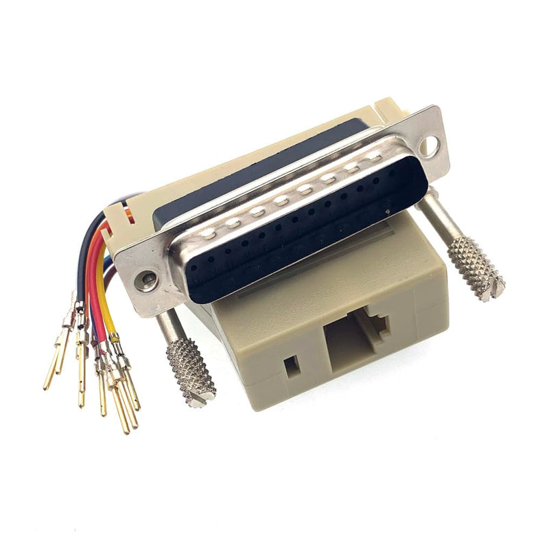 10PCS DB25 Male Ethernet Adapter, 25 Pin Serial Port Male to RJ45 Ethernet LAN Extend Modular Converter, M/F