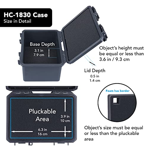 Lykus HC-1830 Mini Hard Case Dry Box with Foam Insert, Interior Size 7.1x4.7x3.7 in, IP66 Splash-Proof, Suitable for Cellphones, Tools, Small Devices and More Int. Size: 7.1x4.7x3.7 in