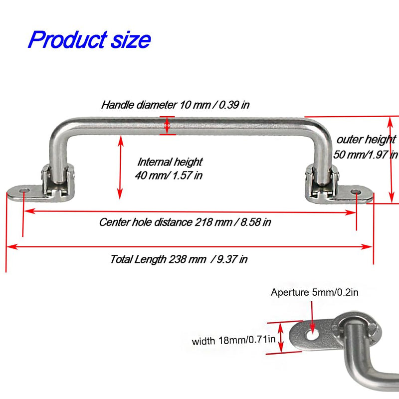 304 Stainless Steel Folding Pull Handle 90 Degrees Folding Door Pull,Cabinet Pull Handle Toolbox Handle (Total Length 9.4 ") Total Length 9.4 "