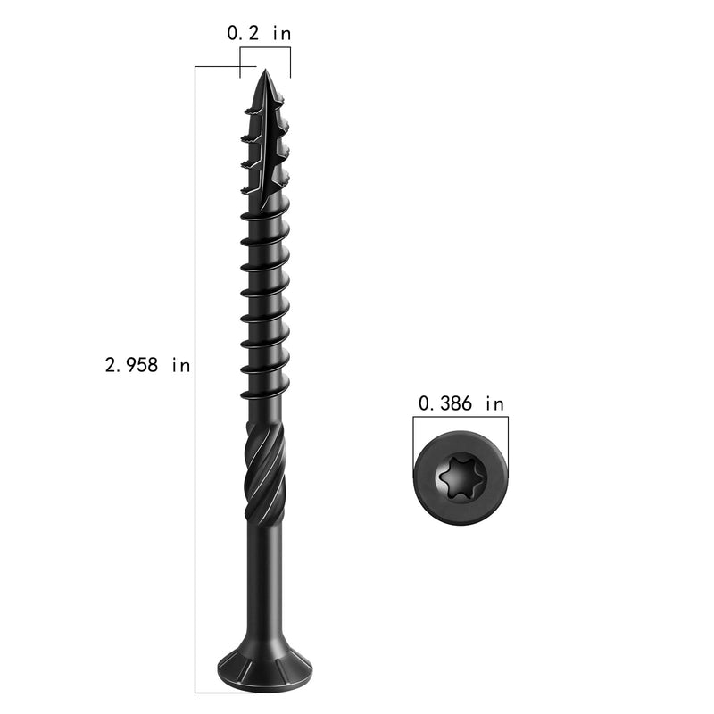 Wensilon #10 * 3" Black Deck Screws, (342pcs) 5 lbs.Exterior Wood Screws, Rust Resistant Epoxy Coated, Bronze, T20 Star Bit 10*3