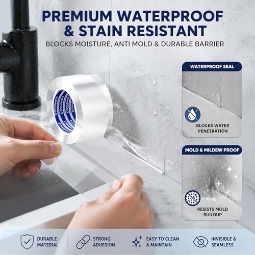 ZOMPAGO Waterproof Self Adhesive Caulk Tape Kitchen Sealing 1.38in x 32.8FT