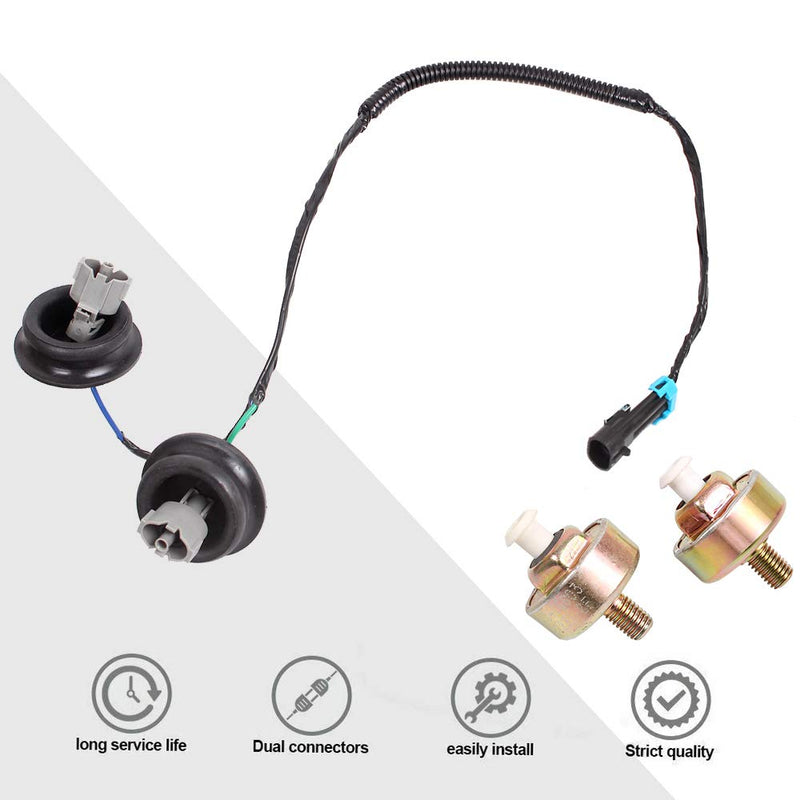 Muge Racing 12589867 Dual Knock Sensors with Wiring Harness Kit for Chevy GM LS1 LS6 LQ9 4.8L 5.3L 6.0L 8.1L