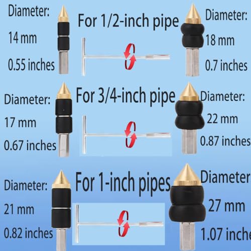 Plumbing Plug Tool Kit, Water Stopper for Pipes, 1/2 3/4 1 Inch Repair NO help wrench pipe water stopper
