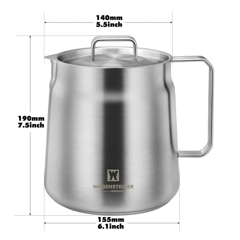 WAGENSTEIGER Stainless Steel Classic Tea Kettle 2.1 Quarts / 2 Liters, Multi-purpose Cooking Pot, Mini Milk Pan, Butter Warmer, On-the-go Saucepan, Ramen Pot, Stovetop Metal Tea/Coffee Pot (606)