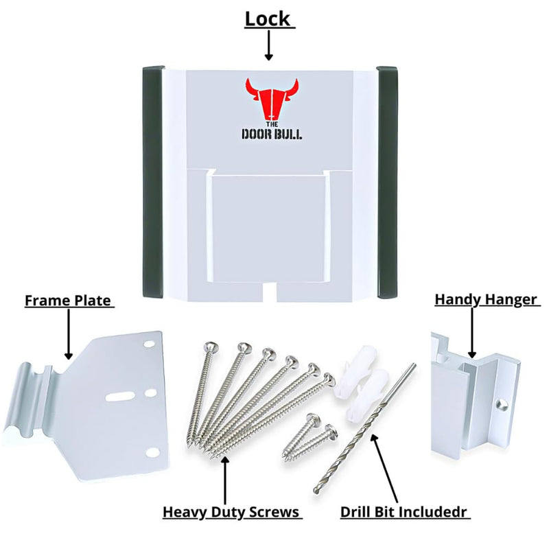 Door Barricade | Door Jam Door Stoppers Security Bar Add Extra Security to Your Inward Opening Front Door at Home - an Innovative Solution for Door Security (Silver/White) Silver White