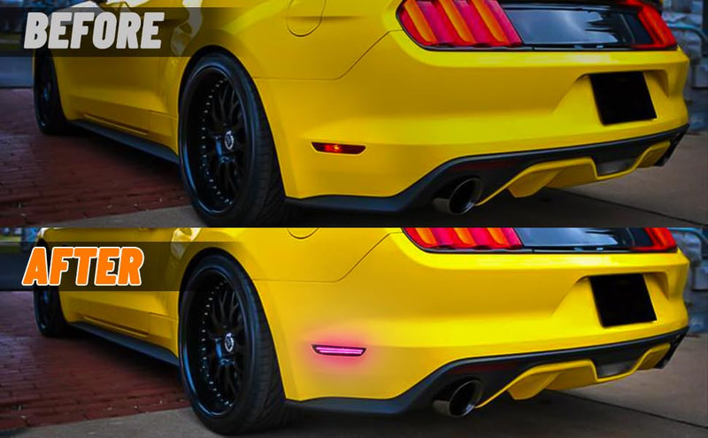 Bestview LED Side Marker Lights for Ford Mustang 2015-2023, Rear Fender Bumper side Marker Reflectors Lamps Kit Assembly,Somked Len 2PCS (Pink Purple) Pink Purple