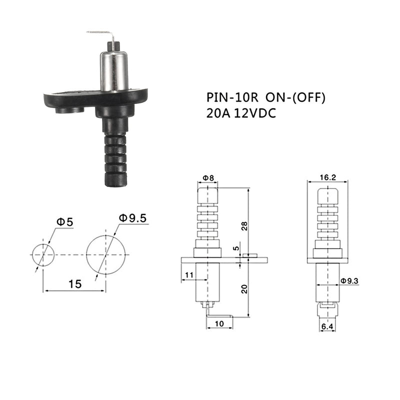 Door Pin Switch 12V Alarm Hood Pin Switch Momentary Universal Door Jamb Flange Light Hood Switch 20A 12 12VDC Nickel Plated with Rubber Boot for Car Truck Boat,Waterproof Dustproof,2pcs