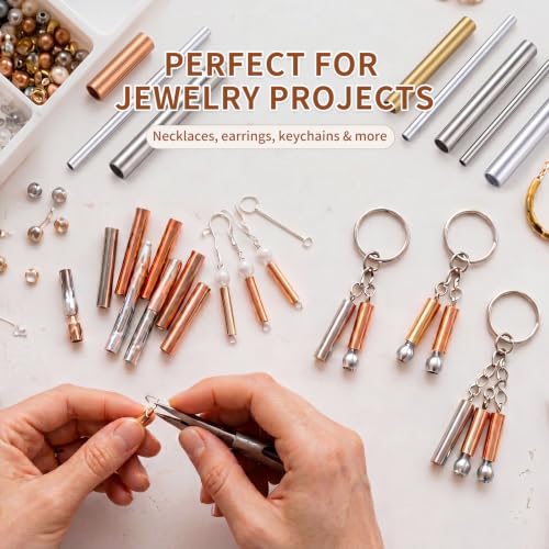 Yaocom Mixed Metal Tubing Cutoffs, Brass Steel Aluminum for DIY Jewelry