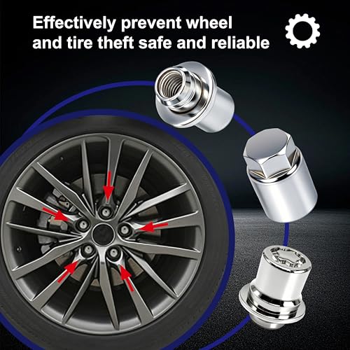 Wheel Lock Lug Nut Set for Toyota Lexus, M12 x 1.5, Anti-Theft Security Kit, Compatible with RX350, IS250, ES350, Camry, RAV4 Replace 00276-00900
