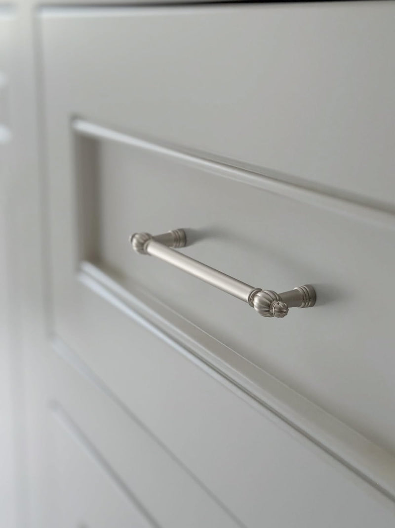 Brushed Nickel Zinc Alloy Cabinet Pulls - 5"(128mm) Hole Center Classic Vintage Drawer Handles,Kitchen Cupboard Bathroom Dresser Cabinet Hardware Handles (5, Brushed Nickel, 5"(128mm)Hole Centers) 5" (128mm) Hole Centers